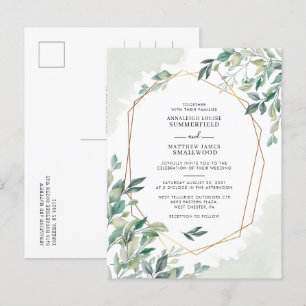 Invitation Carte Postale Mariage d'aquarelle Eucalyptus Foliage