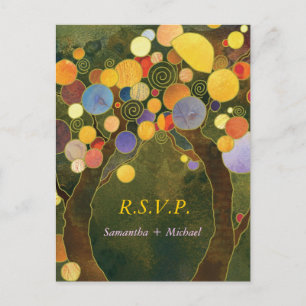 Invitation Carte Postale Mariage d'arbre vert d'olive terrestre RSVP