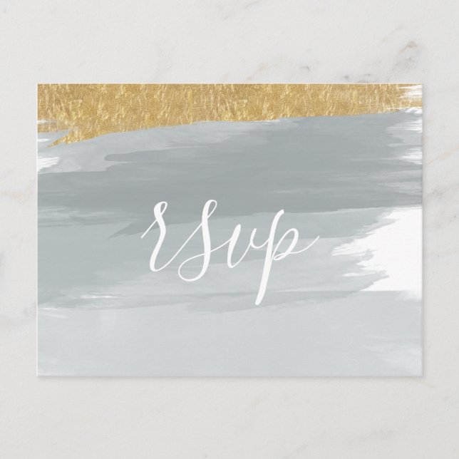 Invitation Carte Postale Mariage de calligraphie minimaliste Dusty Blue Gol (Devant)