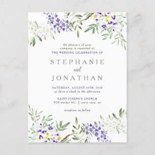 Invitation Carte Postale Mariage de couronnes florales à la Wisteria