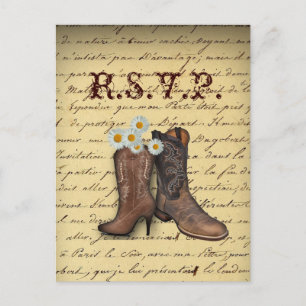 Invitation Carte Postale Mariage de cow-boy vintage de l'ouest