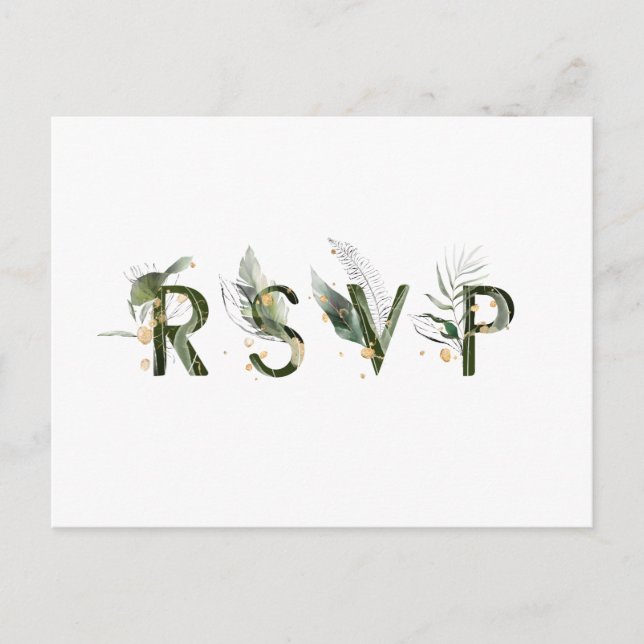 Invitation Carte Postale Mariage de feuillage tropical RSVP (Devant)