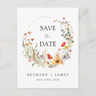 Invitation Carte Postale Mariage de Fleur sauvage lunatique Enregistrer la 