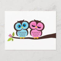 Mariage de hibou bleu et rose