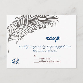 Invitation Carte Postale Mariage de plume III