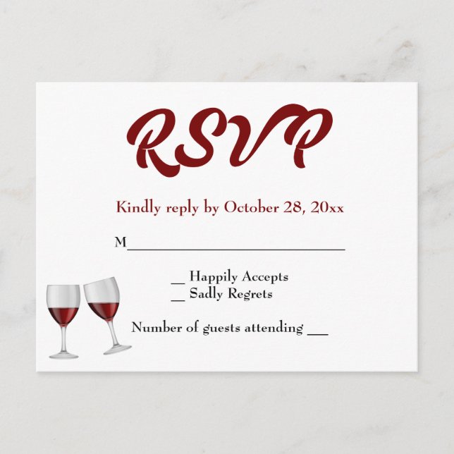 Invitation Carte Postale Mariage de Vins de Champagne RSVP Bourgogne (Devant)