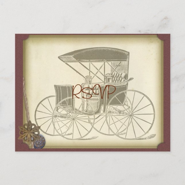 Invitation Carte Postale Mariage de voiture Vintage Inviter RSVP avec photo (Devant)