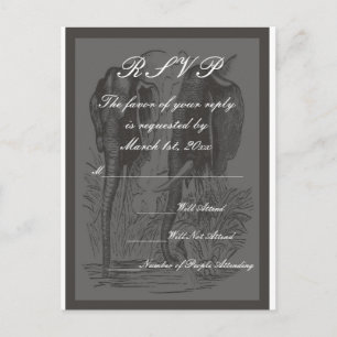 Invitation Carte Postale Mariage d'éléphants RSVP