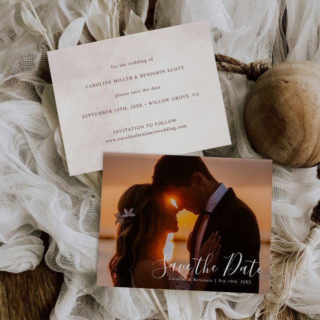 Invitation Carte Postale Mariage Élégant Moderne Minimaliste Enregistrer La (Créateur téléchargé)