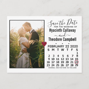 Invitation Carte Postale Mariage Enregistrer la date Février 2020 Calendrie
