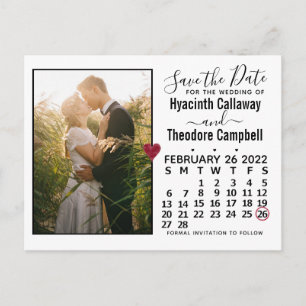 Invitation Carte Postale Mariage Enregistrer la date Février 2022 Calendrie