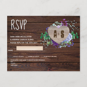 Invitation Carte Postale Mariage floral rustique RSVP Card Sv