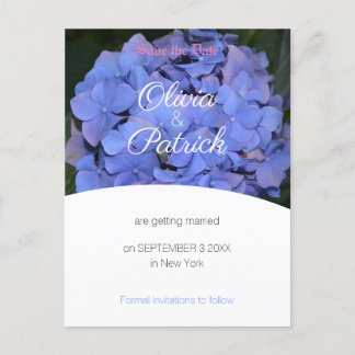 Invitation Carte Postale Mariage Hydrangea Pastel Violet Enregistrer la Dat