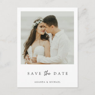 Invitation Carte Postale Mariage minimaliste moderne avec photo de Save the