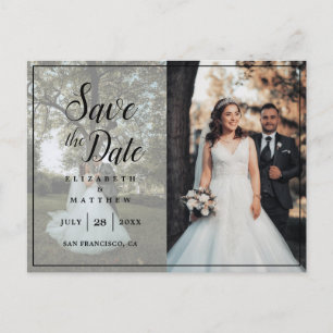Invitation Carte Postale Mariage Moderne Chic Couple Photo Enregistrer La D