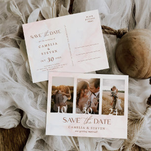 Invitation Carte Postale Mariage moderne Enregistrer La Date Photo Collage 
