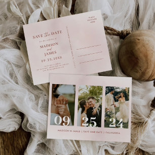Invitation Carte Postale Mariage moderne Enregistrer La Date Photo Collage 