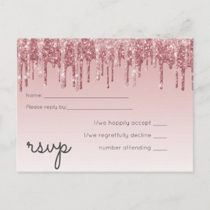 Invitation Carte Postale Mariage Paillettes Rose Or Rose le Moins Cher