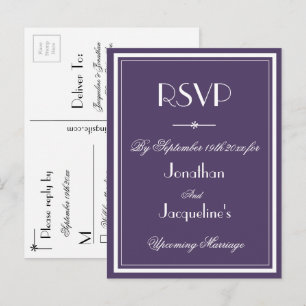 Invitation Carte Postale Mariage RSVP Dusty Purple Meal Choice Kindly Répon