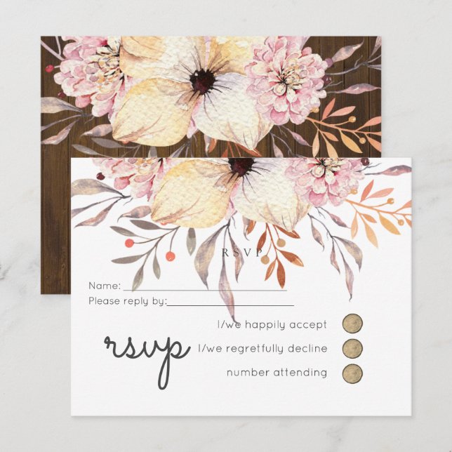 Invitation Carte Postale Mariage Rustique rose rose floral Sage RSVP (Devant / Derrière)