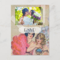 Mariage vintage gay lesbien RSVP avec photo