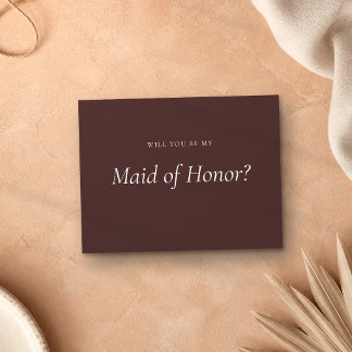 Invitation Carte Postale Marron Chocolat Formel Soyez Ma Demoiselle d'Honne