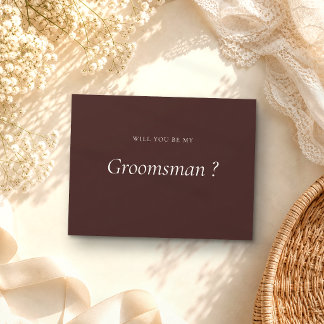 Invitation Carte Postale Marron Chocolat Formel Soyez Mon Garçon D'Honneur