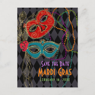 Invitation Carte Postale Mascarade Mardi Gras Mascarade Masque Arlequin Noi