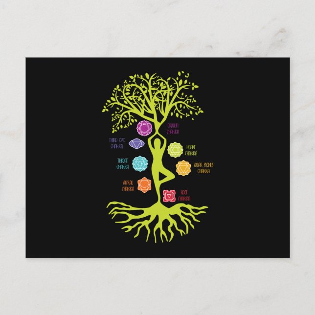 Invitation Carte Postale Méditation Zen Arbre de Vie Yoga Spirituel (Devant)