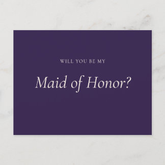 Invitation Carte Postale Midnight Purple Serez-vous ma témoin de mariage