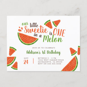 Invitation Carte Postale Mignonne Eté Watermelon Un Dans Un Melon Anniversa