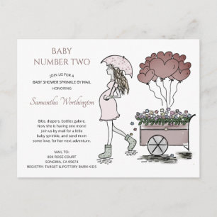 Invitation Carte Postale Mignonne Mère Enceinte Baby Sprinkle Douche Par Co