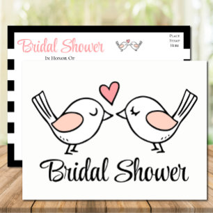 Invitation Carte Postale Mignons Inséparables rose Black Lovebirds Fête des