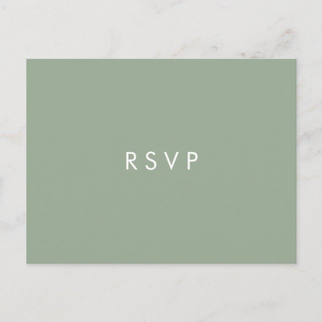 Invitation Carte Postale Minimal chic Sage | Mariage CHOIX DE REPAS RSVP (Devant)