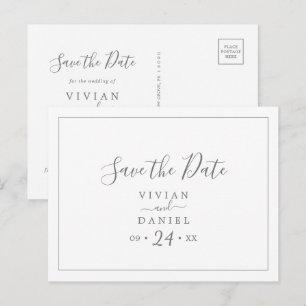 Invitation Carte Postale Minimaliste Silver Horizontal Enregistrer la date