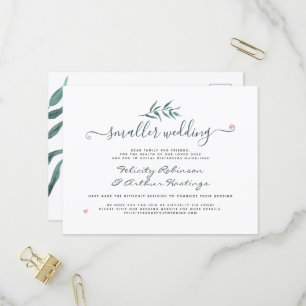 Invitation Carte Postale Mise à jour du script de Mariage de couleur d'aqua