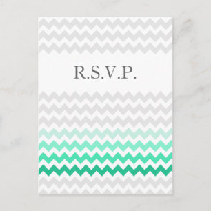 Invitation Carte Postale Mod chevron menthe vert Ombre mariage rsvp