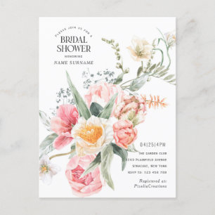 Invitation Carte Postale Moderne chic aquarelle jardin fleuri élégant 