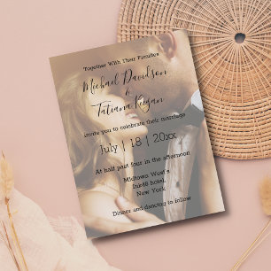 Invitation Carte Postale moderne chic jour de mariage photo overlay Invitat