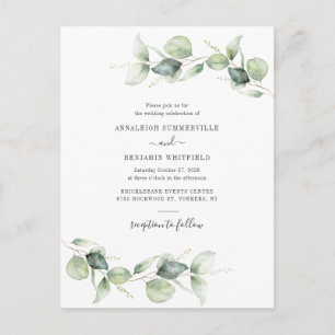 Invitation Carte Postale Moderne Eucalyptus Verdure Feuillage Mariage rusti