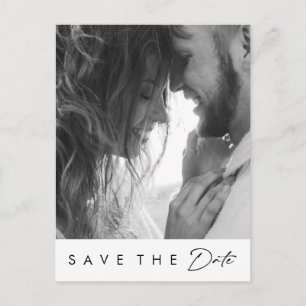 Invitation Carte Postale Moderne Minimaliste Gras Photo Date à Sauvegarder
