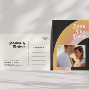 Invitation Carte Postale Moderne Rétro Années 70 Photo de Pluie Arc-en-ciel