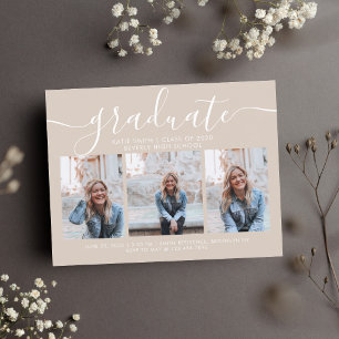 Invitation Carte Postale Modernité Script Calligraphie Graduation 3 Photo T