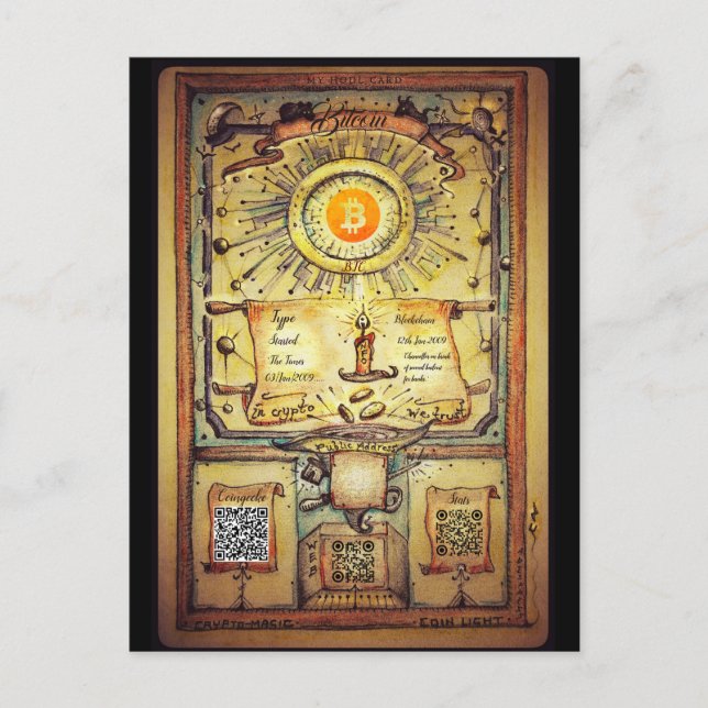 Invitation Carte Postale Mon Bitcoin personnel HODL (Devant)