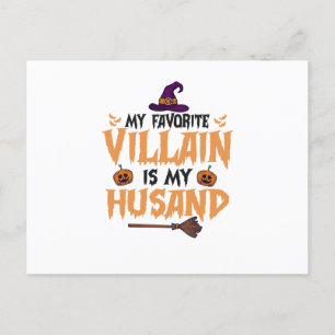 Invitation Carte Postale Mon vilain favori est mon mari drôle Halloween