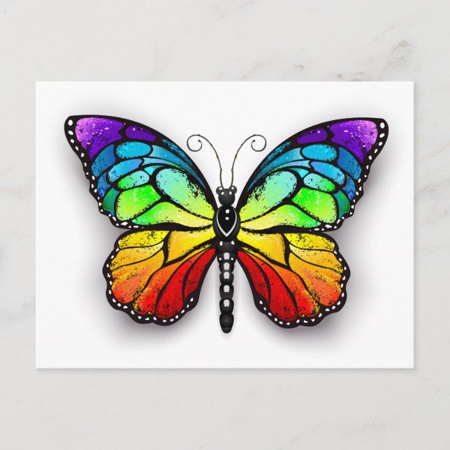 Invitation Carte Postale Monarque papillon arc-en-ciel (Devant)