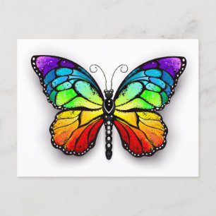 Invitation Carte Postale Monarque papillon arc-en-ciel