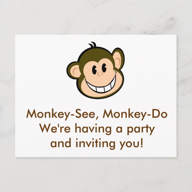 Invitation Carte Postale Monkey Party (Devant)