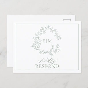 Invitation Carte Postale Monogramme de mariage RSVP Invit