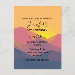 Invitation Carte Postale Montagnes Rustiques Géométrique Minimaliste Annive